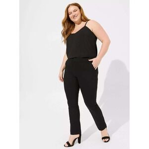 Torrid Trouser Straight Deluxe Stretch Mid-Rise Pant Details Black Pants Plus 16